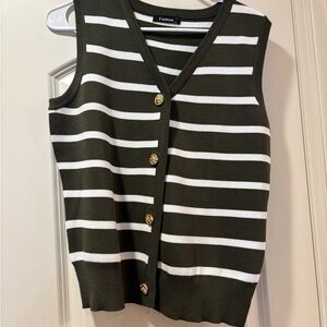 Women's Striped Green and White Top